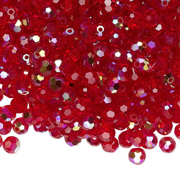 Bead 24pk light Siam AB, Preciosa Czech crystal 4mm round image number 0