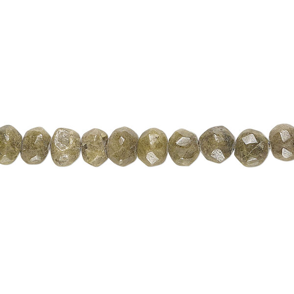Epidote 1pkg1, hand-cut faceted pebble bead natural 14 inch small image number 0