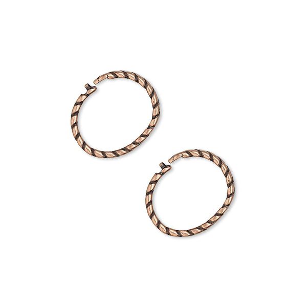 Loop Lock™, JBB Findings, antique copper-plated brass, 12mm twisted round. Sold per pkg of 2. image number 0