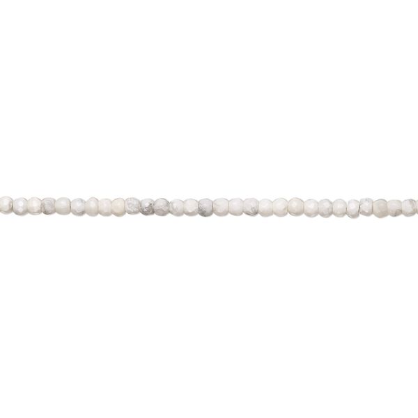 Howlite 1pkg1, hand-cut faceted rondelle bead natural 18 inch graduated 3x2mm-5x4mm image number 0