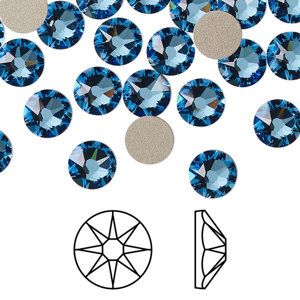Flat back 12pk cool blue foil back, Crystal Passions® Regenerated 7.07-7.27mm rose round SS34 2088 image number 0