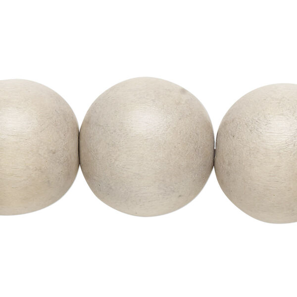 Bead, Taiwanese cheesewood (dyed / waxed), light grey, 19-20mm round. Sold per 15-1/2" to 16" strand. image number 0
