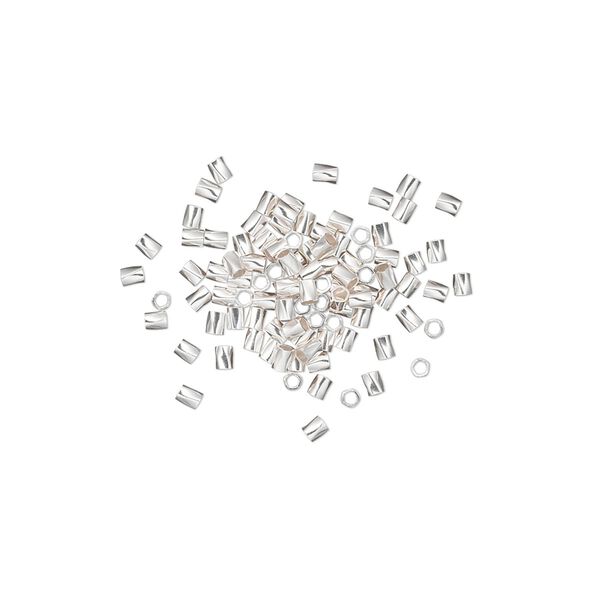 Bead, sterling silver, 1.5x1mm twisted tube. Sold per pkg of 50. image number 0