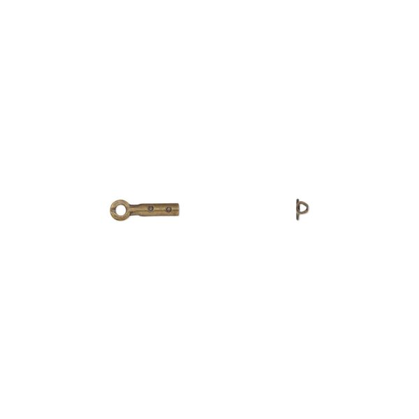 Cord end, crimp, antique gold-plated brass, 4x1mm tube. Sold per pkg of 500. image number 0