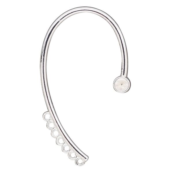 Earring ear wrap 1pkg2, 54x31mm / 7 closed loop / left and right / SS19 chaton setting, silver-finished brass 1 pair image number 0