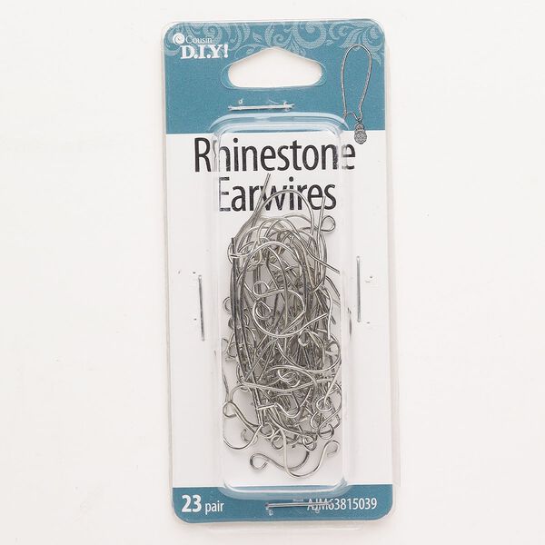 Ear wire assortment 1pkg46, 34mm kidney / 15mm / 11mm fishhook / open loop, 21 / 22 gauge silver-finished steel 23 pair image number 0