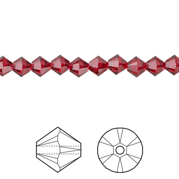 Bead 720pk scarlet, Swarovski® 5mm XILION bicone 5328 image number 0