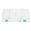 Organizer, ArtBin® tarnish inhibitor, plastic, clear and teal blue, 14-1/8 x 9 x 2 inches, 19 adjustable compartments. Sold individually. image number 1