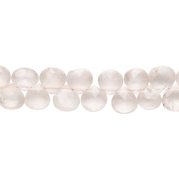 Rose quartz 1pkg1, hand-cut top-drilled faceted puffed teardrop bead natural 8 inch 6-7mm image number 0