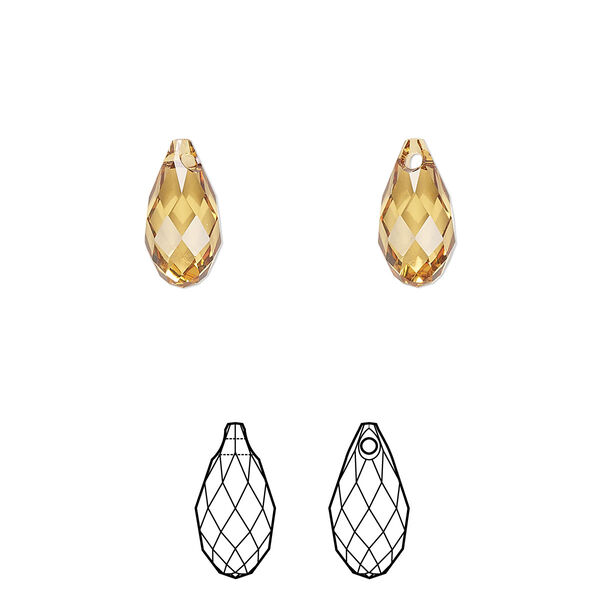 Briolette 24pk golden topaz, Crystal Passions® 11x5.5mm pendant drop 6010 image number 0
