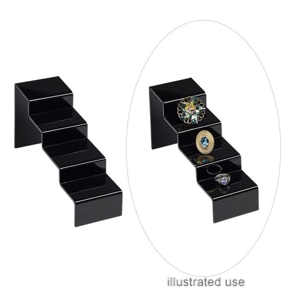 Display, acrylic, black, 4 x 2-1/2 x 8-inch curved step ramp. Sold per pkg of 2. image number 0