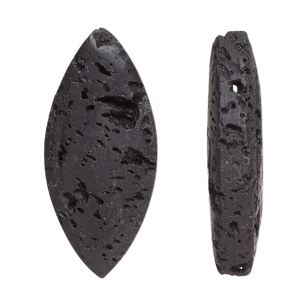 Lava rock 1pkg2, top-drilled marquise focal 36.5x16mm image number 0