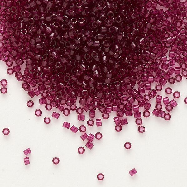 Seed bead, Delica®, glass, pkg/250g, #11 round, transparent outside dyed wine (DB-1312). image number 0