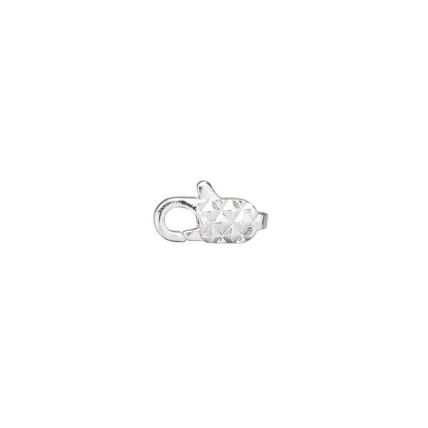 Clasp, lobster claw, silver-plated brass, 11x5mm with diamond pattern. Sold per pkg of 10. image number 0