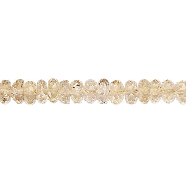 Champagne quartz 1pkg1, hand-cut faceted rondelle bead 8 inch 5x2mm-6x3mm image number 0