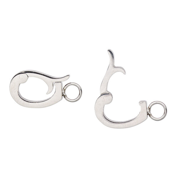 Bail, stainless steel, 13x9mm with snap lock and loop, 6.5mm grip length. Sold individually. image number 0