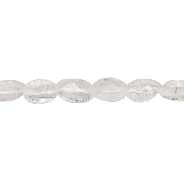 Quartz crystal 1pkg1, hand-cut puffed oval bead natural 13 inch 8x5mm-11x7mm image number 0