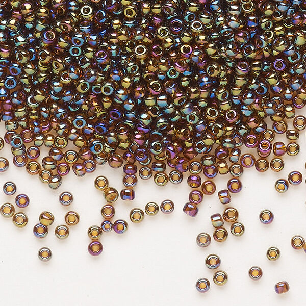 Seed bead, Dyna-Mites™, glass, pkg/1/2kg, #11 round, translucent rainbow root beer, (24R 11/0 RR). image number 0
