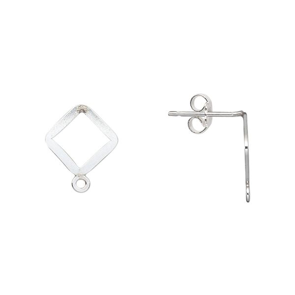 Earstud 1pkg2 sterling silver-filled, 14x11mm flat / open diamond / closed loop, 1 pair image number 0
