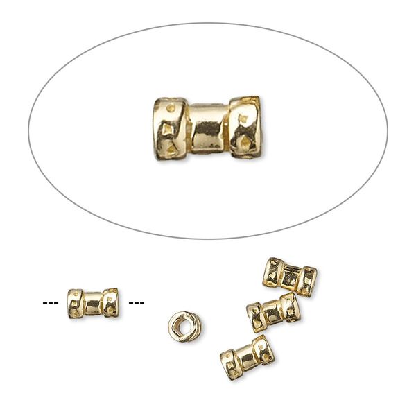 Crimp, JBB Findings, brass, 5.5x2.5mm tube, 2mm inside diameter. Sold per pkg of 4. image number 0