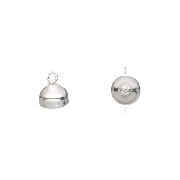 Cord end, glue-in, silver-plated brass, 7x6mm with 6mm inside diameter. Sold per pkg of 100. image number 0