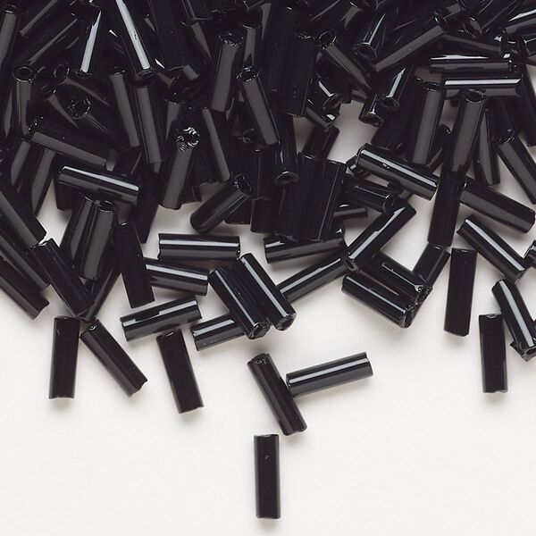 Bead, Preciosa Ornela Czech glass, bugle bead, pkg/50g, #3, opaque black, (23980). image number 0