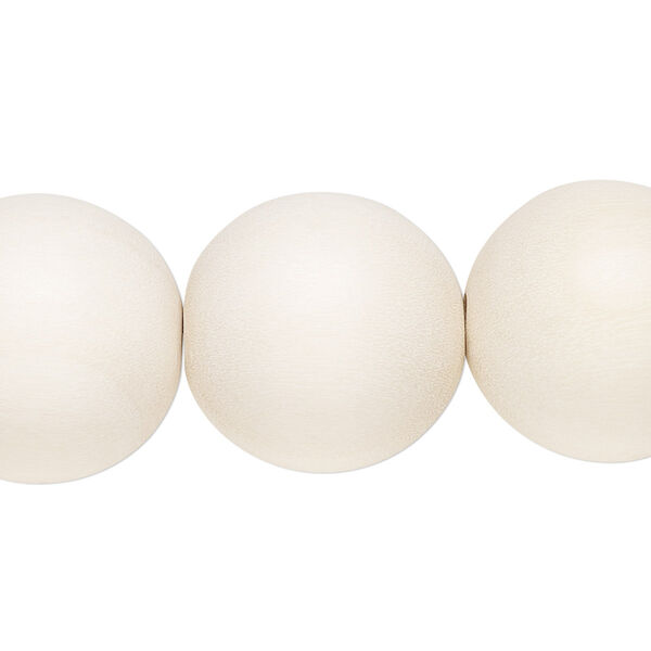 Bead, Taiwanese cheesewood (dyed / waxed), white, 19-20mm round. Sold per 15-1/2" to 16" strand. image number 0