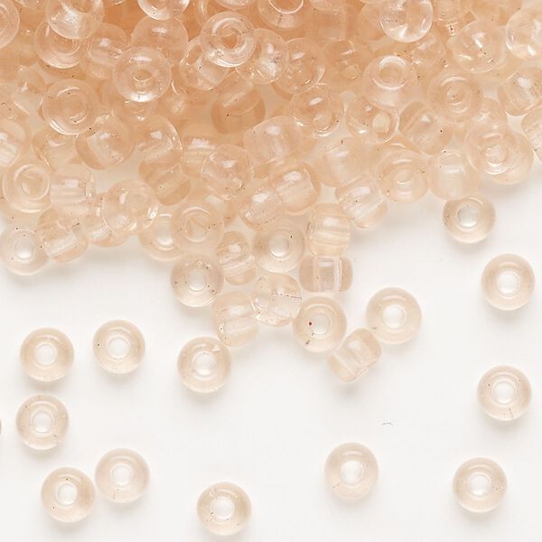 Seed bead, Miyuki, glass, pkg/250g, #6 rocaille, transparent pink mist (RR-155). image number 0