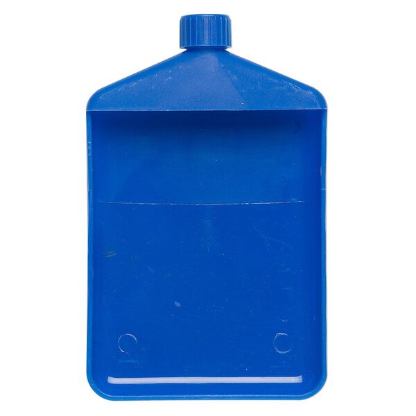 Funnel tray, plastic, blue, 4-1/4 x 3-1/2 inch rectangle with 9.5mm funnel tube with twist-off cap. Sold individually. image number 0