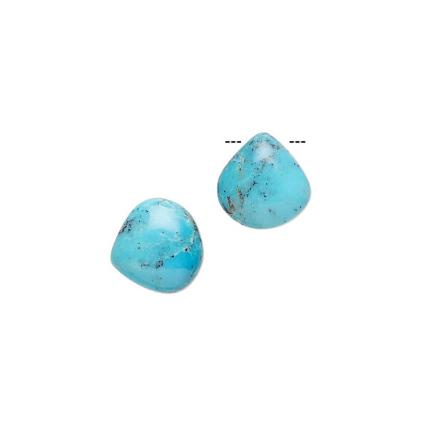 Turquoise 1pkg2, hand-cut top-drilled puffed teardrop bead B- grade, mix 8-11mm image number 0