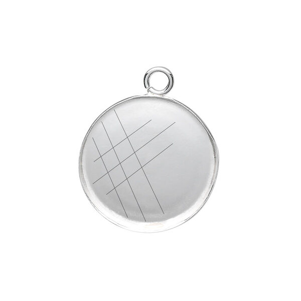 Drop, fine silver, 20mm round bezel cup setting with open loop. Sold per pkg of 2. image number 0