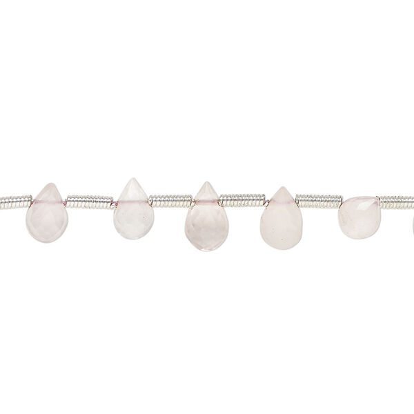 Rose quartz 1pkg24, hand-cut top-drilled faceted briolette bead natural 6-8mm image number 0