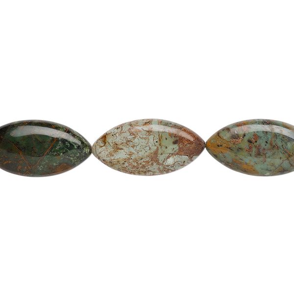 Green "opal" 1pkg1, flat marquise bead natural 15.5-16 inch 40x20mm image number 0