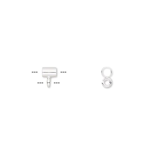 Bead, silver-plated brass, 4x3mm round tube with open loop. Sold per pkg of 10. image number 0