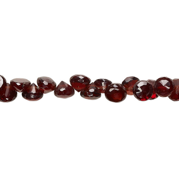 Garnet 1pkg1, hand-cut top-drilled faceted teardrop bead natural 9 inch 5x3mm-6x4mm image number 0