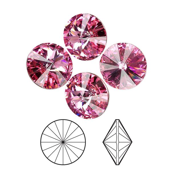 Chaton 48pk rose foil back, Crystal Passions® 14mm rivoli 1122 image number 0