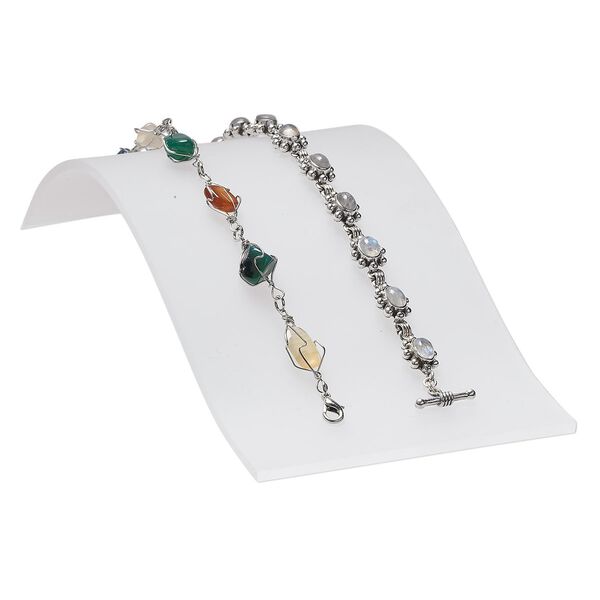 Display, bracelet, acrylic, frosted white, 7-2/3 x 4 x 1-5/8 inch ramp. Sold individually. image number 0
