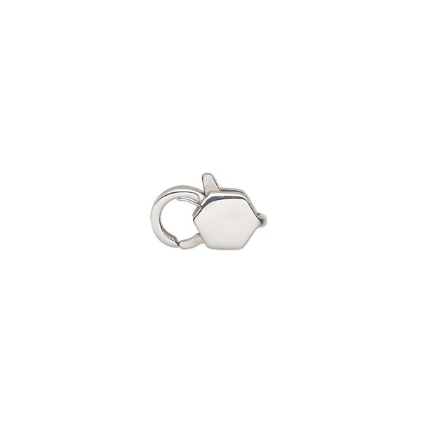 Clasp, lobster claw, stainless steel, 12x6.5mm 2-sided hexagon. Sold individually. image number 0