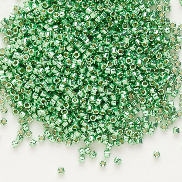Seed bead, Delica®, glass, pkg/250g, #11 round, Duracoat® opaque galvanized dark mint green (DB-1844). image number 0