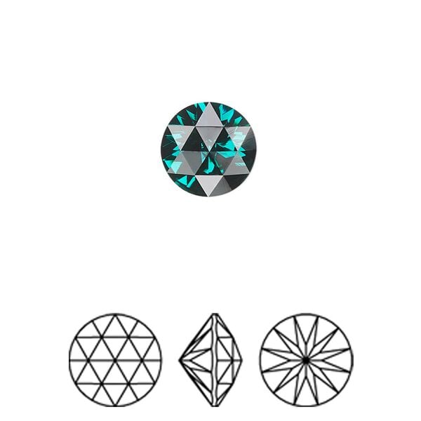 Round stone 2pk emerald foil back, Crystal Passions® 10mm rose cut round 1401 image number 0