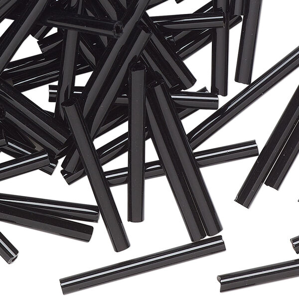 Bead, Preciosa Ornela Czech glass, bugle bead, pkg/50g, 1 inch, opaque black, (23980). image number 0