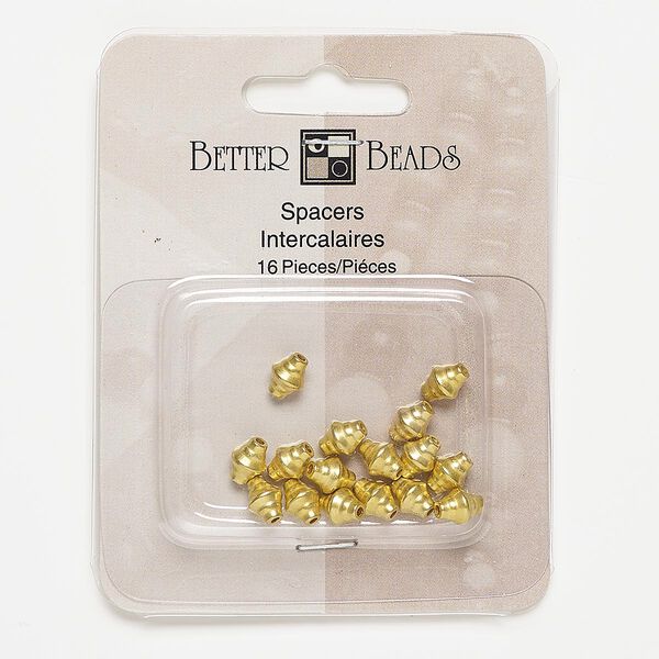 Bead, gold-finished "pewter" (zinc-based alloy), 8x6mm double cone. Sold per pkg of 16. image number 0