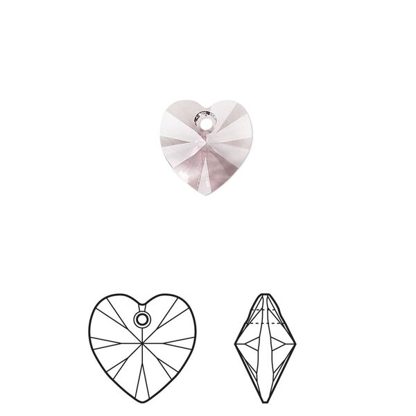Drop 288pk light amethyst, Swarovski® 10mm pendant heart 6228 image number 0