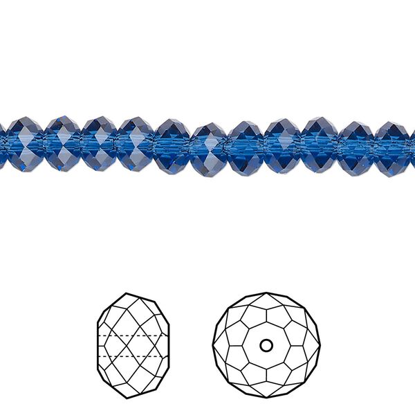 Bead 360pk dark sapphire, Swarovski® ReCreated™ 6x4mm rondelle 5040 image number 0