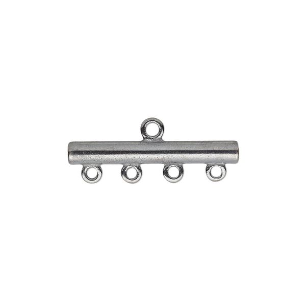 End bar, JBB Findings, gunmetal-plated brass, 25x3mm single-sided bar with 4 bottom loops. Sold per pkg of 2. image number 0