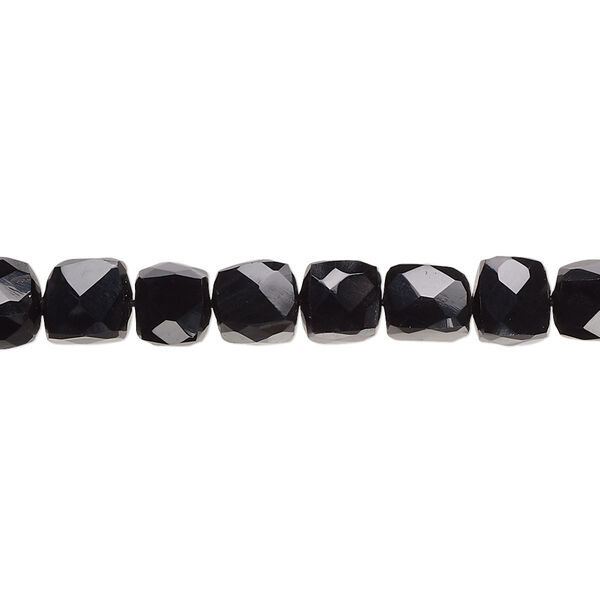 Black onyx 1pkg1, hand-cut faceted cube bead 10 inch 5x5mm-7x6mm image number 0