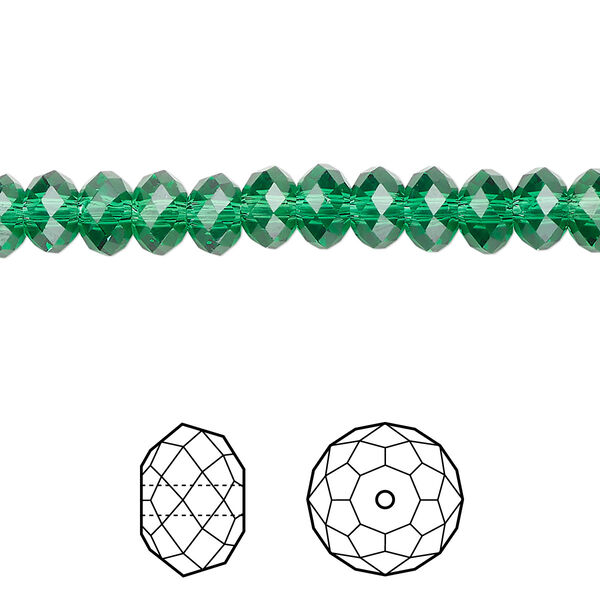Bead 12pk majestic green, Crystal Passions® 6x4mm rondelle 5040 image number 0