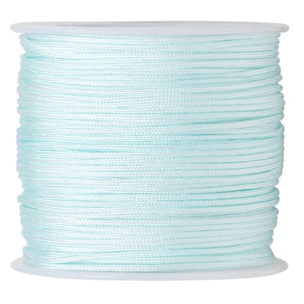 Cord, imitation silk, light blue, 1mm. Sold per 100-foot spool. image number 0