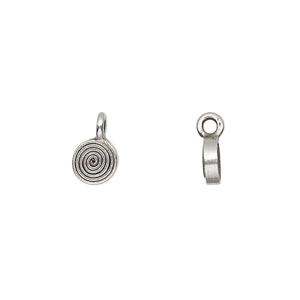 Drop, Hill Tribes, antiqued sterling silver, 6mm round. Sold per pkg of 4. image number 0