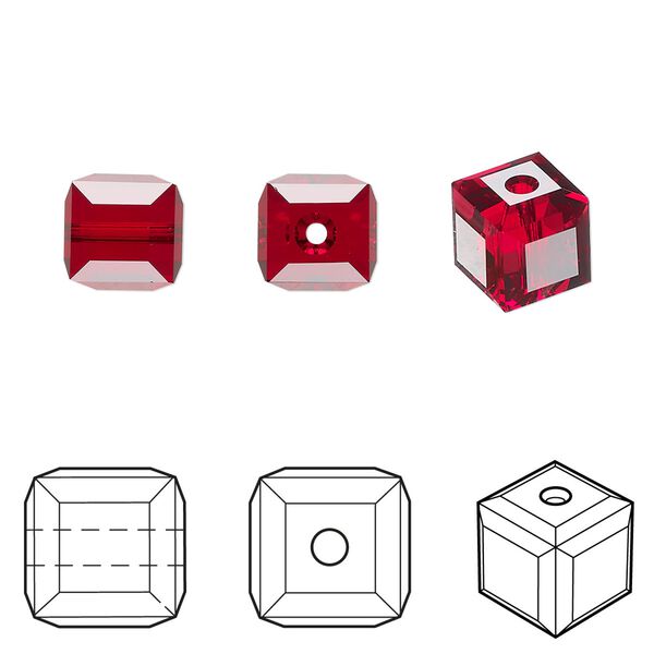 Bead 48pk Siam, Crystal Passions® 8mm cube 5601 image number 0